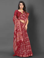 Saree Mall Women's  Blend Maroon Printed Designer Saree With Blouse Piece-KNKAVTI11A