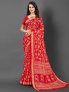 Saree Mall Women's  Blend Red Printed Designer Saree With Blouse Piece-KNKAVTI11C