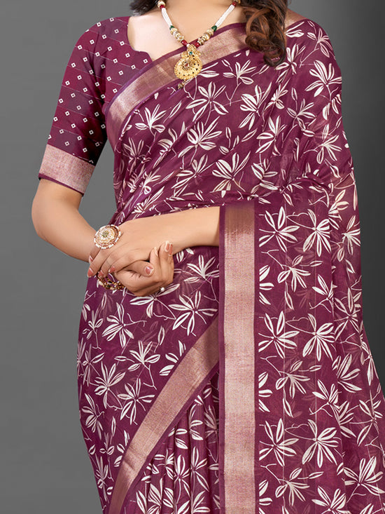 Saree Mall Women's  Blend Magenta Printed Designer Saree With Blouse Piece-KNKAVTI11F