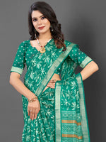 Saree Mall Women's  Blend Teal Green Printed Designer Saree With Blouse Piece-KNKAVTI11H