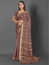 Saree Mall Women's  Blend Brown Printed Designer Saree With Blouse Piece-KNKAVTI15B