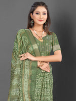 Saree Mall Women's  Blend Olive Printed Designer Saree With Blouse Piece-KNKAVTI15C