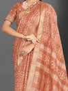 Saree Mall Women's  Blend Peach Printed Designer Saree With Blouse Piece-KNKAVTI15D