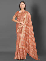 Saree Mall Women's  Blend Peach Printed Designer Saree With Blouse Piece-KNKAVTI15D