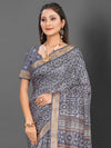 Saree Mall Women's  Blend Grey Printed Designer Saree With Blouse Piece-KNKAVTI15F