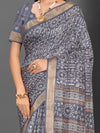 Saree Mall Women's  Blend Grey Printed Designer Saree With Blouse Piece-KNKAVTI15F