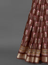 Saree Mall Women's  Blend Brown Printed Designer Saree With Blouse Piece-KNKAVTI17A