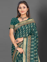 Saree Mall Women's  Blend Teal Green Printed Designer Saree With Blouse Piece-KNKAVTI17D