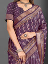 Saree Mall Women's  Blend Burgundy Printed Designer Saree With Blouse Piece-KNKAVTI17E