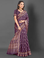 Saree Mall Women's  Blend Burgundy Printed Designer Saree With Blouse Piece-KNKAVTI17E