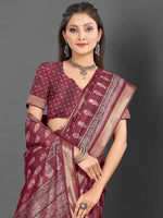 Saree Mall Women's  Blend Magenta Printed Designer Saree With Blouse Piece-KNKAVTI17G