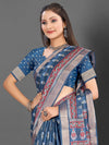 Saree Mall Women's  Blend Teal Blue Printed Designer Saree With Blouse Piece-KNKAVTI17H