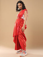 Saree Mall Women's  Blend Red Woven Design Handloom Saree With Blouse Piece-KNMNI2004