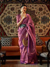 Saree Mall Women's  Blend Purple Woven Design Handloom Saree With Blouse Piece-KNMNI2007