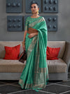 Saree Mall Women's  Blend Sea Green Woven Design Designer Saree With Blouse Piece-KNSHIT304002