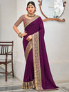 Saree Mall Women's Vichitra  Purple Embellished Designer Saree With Blouse Piece-KNTRA30137