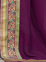 Saree Mall Women's Vichitra  Purple Embellished Designer Saree With Blouse Piece-KNTRA30137