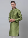 Men's Olive Green Collar Embroidered Kurta.-KO-5002Olive