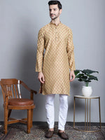 Men Yellow Woven Design Kurtas-KO-5003Yellow