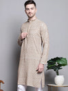 Sequin Embroidered Pure Cotton Kurtas-KO-5005Cream