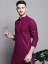 Sequin Embroidered Pure Cotton Kurtas-KO-5006Purple