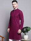 Sequin Embroidered Pure Cotton Kurtas-KO-5006Purple