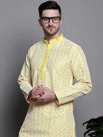 Sequin Embroidered Silk Blend Kurtas-KO-5007Yellow