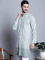 Men's Chikankari Embroidered Kurtas.-KO-5009Blue