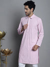 Men's Chikankari Embroidered and Sequence Kurtas-KO-5011Magenta