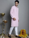 Men's Chikankari Embroidered and Sequence Kurtas-KO-5011Magenta