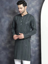 Men's Sequins Chikankari Embroidered Kurtas-KO-5015Grey