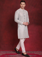 Sequin Chikankari Front Open Kurtas-KO-5029Sky