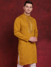 Sequins Embroidered Kurtas for Men-KO-5030Mustard