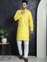 Men's Printed Kurtas-KO-5031Yellow