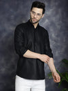 Men's Black Solid Short Kurtas-KO-5037Black