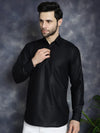 Men's Black Solid Short Kurtas-KO-5037Black