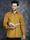 Men's Mustard Solid Short Kurtas-KO-5037Mustard