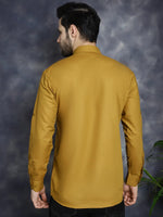 Men's Mustard Solid Short Kurtas-KO-5037Mustard