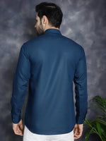 Men's Teal Blue Solid Short Kurtas-KO-5037Teal