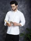 Men's White Solid Short Kurtas-KO-5037White