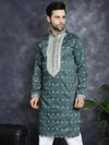 Men's Sequins Embroidered Kurtas-KO-5038Olive