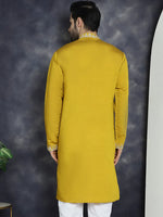 Men's Embroidered Kurtas-KO-5045Mustard