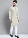 Men Beige Chikankari Embroidered and Sequence Kurtas-KO-678Beige