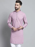 Men Purple Chikankari Embroidered and Sequence Kurtas-KO-678Light-Purple