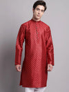 Men's Maroon Printed Silk Blend Kurta-KO-686Maroon