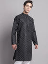 Men's Black Printed Pure Cotton Kurta-KO-687Black