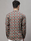 Men's Blue and Maroon Ikkat Printed Short Kurtas-KO-688Teal