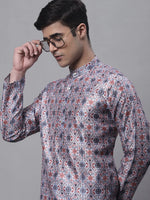 Men's Blue Digital Printed Kurtas-KO-691Blue