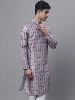 Men's Blue Digital Printed Kurtas-KO-691Blue