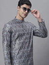 Men's Silver Digital Printed Kurtas-KO-691Silver